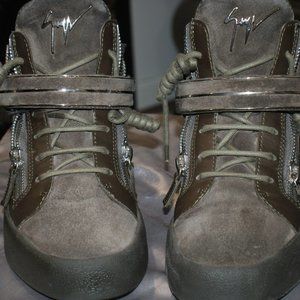 Giuseppe Zanotti May London Olive Green Suede Mid Sneaker UK42